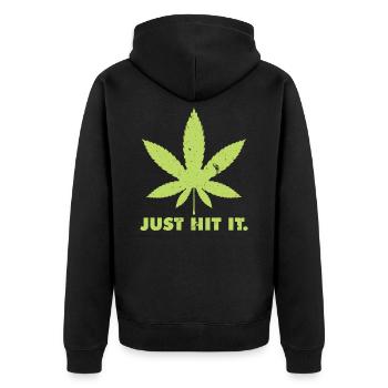 Feuille de cannabis chanvre gras hachisch ganja - Veste à capuche bio Premium Unisexe - noir - Dos - Nico (187cm)