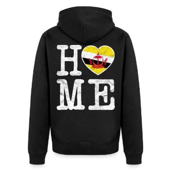 Brunei Flagge Darussalam Negara Geschenk - Unisex Premium Bio Zip Hoodie - Schwarz - Hinten - Nico (187cm)