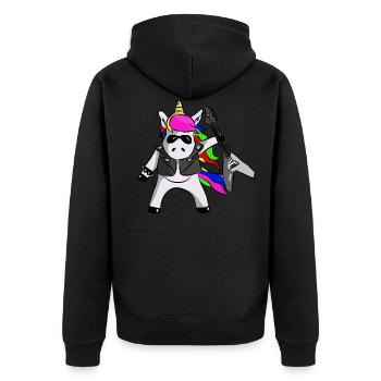 Cool Unicorn Einhorn Rock Star - Unisex Premium Organic Zip Hoodie - black - Back - Nico (187cm)