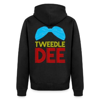 Tweedle Dee and Tweedle Dum Partner Shirts - Unisex Premium Organic Zip Hoodie - black - Back - Nico (187cm)
