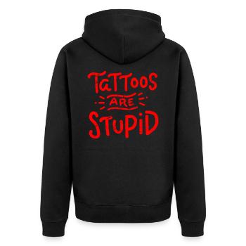 Tattoo Hater - Unisex Premium Bio Zip Hoodie - Schwarz - Hinten - Nico (187cm)
