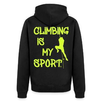 Climbing is My Sport - Unisex Premium Bio Zip Hoodie - Schwarz - Hinten - Nico (187cm)