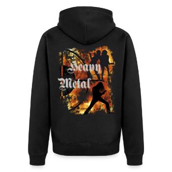 Heavy,Heavy Metal,Black Metal,Music,Rock Concert, - Unisex Premium Organic Zip Hoodie - black - Back - Nico (187cm)