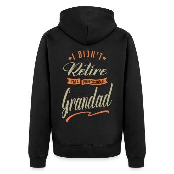 Professioneller Opa - Unisex Premium Bio Zip Hoodie - Schwarz - Hinten - Nico (187cm)