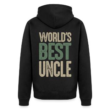Der beste Onkel der Welt - Unisex Premium Bio Zip Hoodie - Schwarz - Hinten - Nico (187cm)
