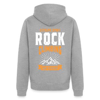 Rock Climbing Design - Unisex Premium Organic Zip Hoodie - heather grey - Back - Nico (187cm)