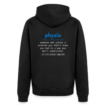Physiotherapie Physiotherapeut Definition Geschenk - Unisex Premium Bio Zip Hoodie - Schwarz - Hinten - Nico (187cm)