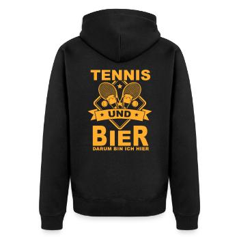 Tennis Bier Alkohol Tennisspieler Geschenk - Unisex Premium Bio Zip Hoodie - Schwarz - Hinten - Nico (187cm)