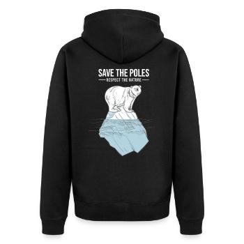 Polar Bear Environmental Protection Climate Protection Earth Gift - Unisex Premium Organic Zip Hoodie - black - Back - Nico (187cm)
