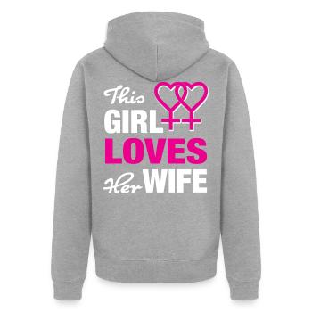 Amour lesbien - Veste à capuche bio Premium Unisexe - gris chiné - Dos - Nico (187cm)