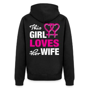 Lesbianism - Unisex Premium Organic Zip Hoodie - black - Back - Nico (187cm)