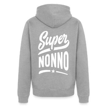 Super Nonno - Unisex Premium Bio Zip Hoodie - Grau meliert - Hinten - Nico (187cm)