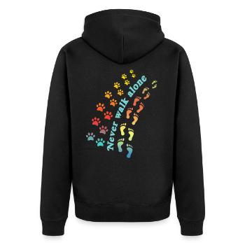Doggie dog leash dog lover animal gift - Unisex Premium Organic Zip Hoodie - black - Back - Nico (187cm)