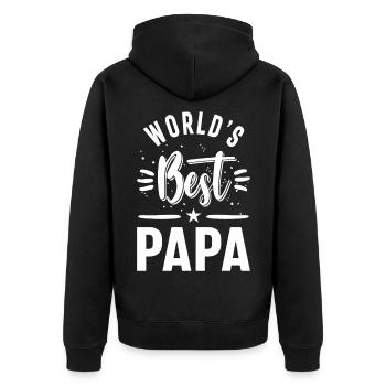 World's Best Papa - Unisex Premium Organic Zip Hoodie - black - Back - Nico (187cm)