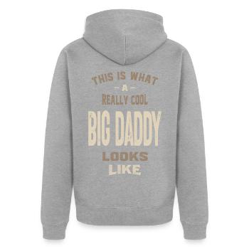 Wirklich cooler großer Vati - Unisex Premium Bio Zip Hoodie - Grau meliert - Hinten - Nico (187cm)