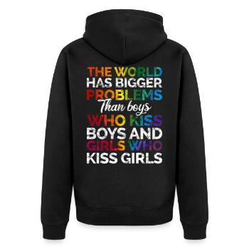 Gay Pride - Unisex Premium Bio Zip Hoodie - Schwarz - Hinten - Nico (187cm)