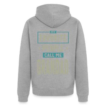 Lieblings-Opa - Unisex Premium Bio Zip Hoodie - Grau meliert - Hinten - Nico (187cm)