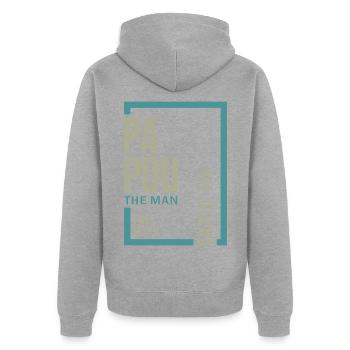 Papou le mythe - Veste à capuche bio Premium Unisexe - gris chiné - Dos - Nico (187cm)