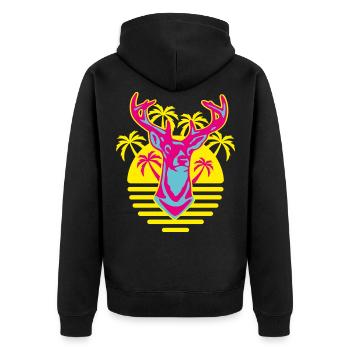 262 Cerf soleil palmiers - Veste à capuche bio Premium Unisexe - noir - Dos - Nico (187cm)