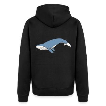 Wal - Unisex Premium Bio Zip Hoodie - Schwarz - Hinten - Nico (187cm)