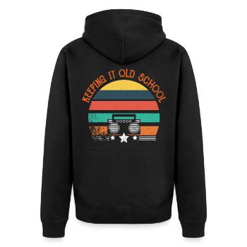 Keeping it Old School The Best - Unisex Premium Bio Zip Hoodie - Schwarz - Hinten - Nico (187cm)