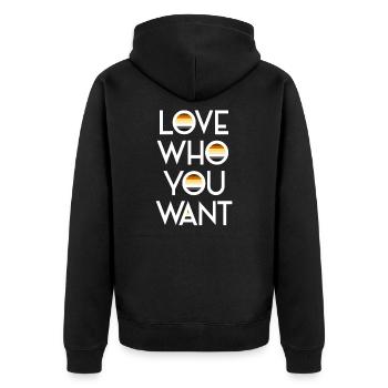 Love who you want LGBT Bear Gay Pride Bear CSD - Unisex Premium Organic Zip Hoodie - black - Back - Nico (187cm)
