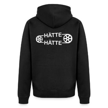 Hätte Hätte Fahrradkette Fahrrad - Unisex Premium Bio Zip Hoodie - Schwarz - Hinten - Nico (187cm)