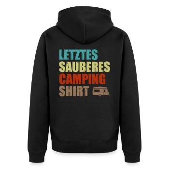 Sauberes Camping Shirt Camper Lustig Zelt Geschenk - Unisex Premium Bio Zip Hoodie - Schwarz - Hinten - Nico (187cm)