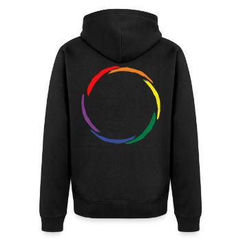 Kreis Symbol Homosexualität LGBT - Unisex Premium Bio Zip Hoodie - Schwarz - Hinten - Nico (187cm)