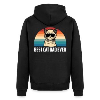 Bester Katzen Papa Ever Best Cat Dad Ever Lustig - Unisex Premium Bio Zip Hoodie - Schwarz - Hinten - Nico (187cm)
