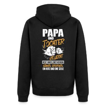 Papa Und Tochter Geschenk - Unisex Premium Bio Zip Hoodie - Schwarz - Hinten - Nico (187cm)