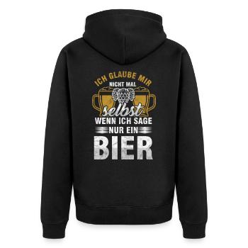 Bier Bierkrug Hopfen Brauerei Biergarten Geschenk - Unisex Premium Bio Zip Hoodie - Schwarz - Hinten - Nico (187cm)