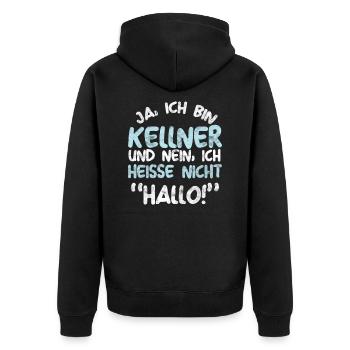 Ich Bin Kellner Kellnerin Gastronomie Geschenk - Unisex Premium Bio Zip Hoodie - Schwarz - Hinten - Nico (187cm)
