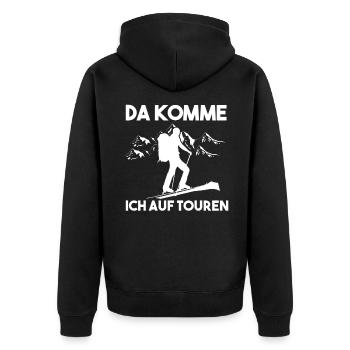Skitour Skibergsteigen Tiefschnee Winter Geschenk - Unisex Premium Bio Zip Hoodie - Schwarz - Hinten - Nico (187cm)