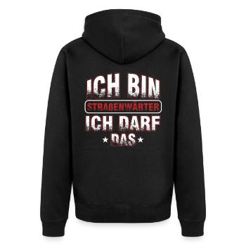 Straßenwärter Facharbeiter Autobahn Pylon Geschenk - Unisex Premium Bio Zip Hoodie - Schwarz - Hinten - Nico (187cm)