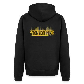 Tontechnik Toningenieur Tontechniker Ton Geschenk - Unisex Premium Bio Zip Hoodie - Schwarz - Hinten - Nico (187cm)