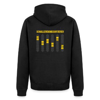 Schallereignissortierer Mischpult Ton DJ Geschenk - Unisex Premium Bio Zip Hoodie - Schwarz - Hinten - Nico (187cm)
