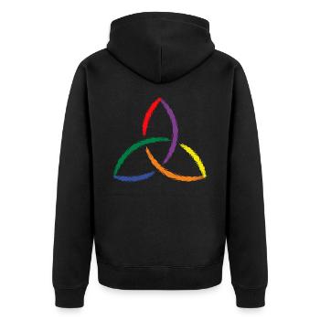 Celtic symbol Triquetra Rainbow - Unisex Premium Organic Zip Hoodie - black - Back - Nico (187cm)