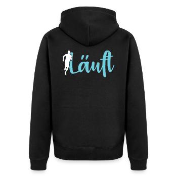 Joggen Laufen Marathon Läufer Läuferin Geschenk - Unisex Premium Bio Zip Hoodie - Schwarz - Hinten - Nico (187cm)