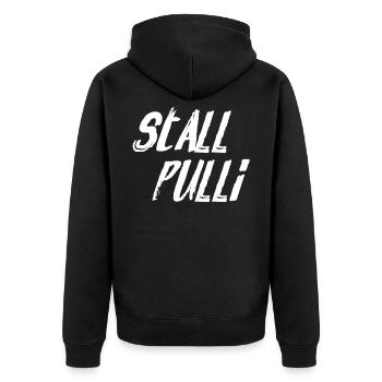 Stall Pulli Pferde Reitsport Pferdesport Geschenk - Unisex Premium Bio Zip Hoodie - Schwarz - Hinten - Nico (187cm)