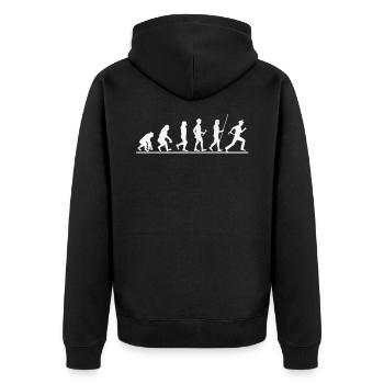 Polizist Evolution Polizei Polizeibeamte Geschenk - Unisex Premium Bio Zip Hoodie - Schwarz - Hinten - Nico (187cm)