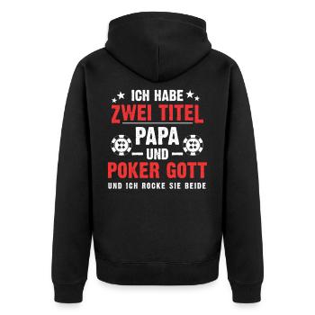 Vater Poker Gott Pokerspieler Vatertag Geschenk - Unisex Premium Bio Zip Hoodie - Schwarz - Hinten - Nico (187cm)