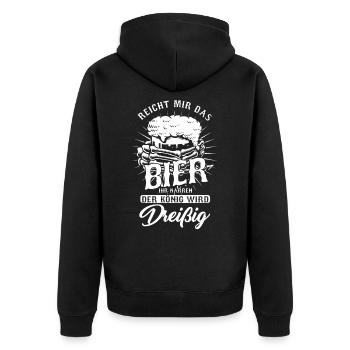 König Wird 30 Bier Party Geburtstagskind Geschenk - Unisex Premium Bio Zip Hoodie - Schwarz - Hinten - Nico (187cm)