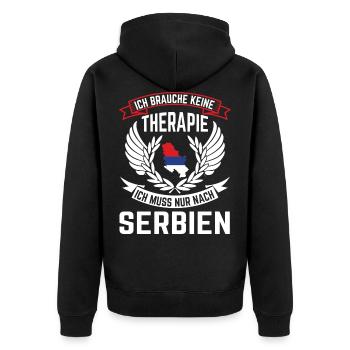 Therapie Serbien Belgrad Serbe Serbisch Geschenk - Unisex Premium Bio Zip Hoodie - Schwarz - Hinten - Nico (187cm)