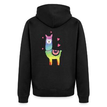 Lama coloré alpaga lamas coeur amour cadeau animal - Veste à capuche bio Premium Unisexe - noir - Dos - Nico (187cm)