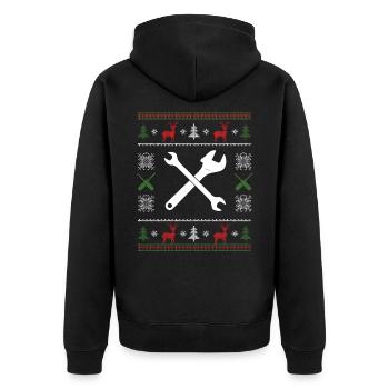 Weihnachtsgeschenk Bester Mechaniker Geschenk - Unisex Premium Bio Zip Hoodie - Schwarz - Hinten - Nico (187cm)