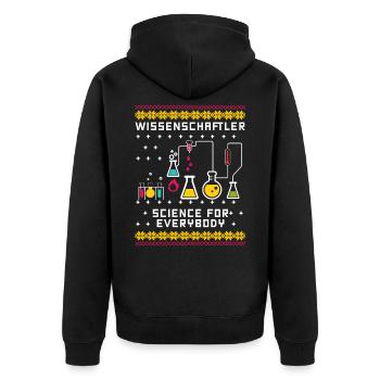 Weihnachtsgeschenk Wissenschaftler Wissenschaft - Unisex Premium Bio Zip Hoodie - Schwarz - Hinten - Nico (187cm)