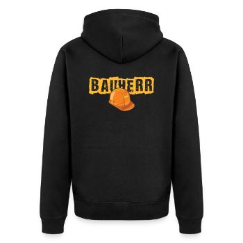 Bauherr Schutzhelm Hausbau Baustelle Bau Geschenk - Unisex Premium Bio Zip Hoodie - Schwarz - Hinten - Nico (187cm)