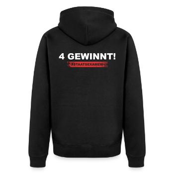 4 Gewinnt Staatsexamen Jura Anwalt Recht Geschenk - Unisex Premium Bio Zip Hoodie - Schwarz - Hinten - Nico (187cm)