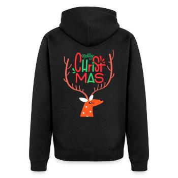Merry Christmas Rentier Snow Weihnachten Geschenk - Unisex Premium Bio Zip Hoodie - Schwarz - Hinten - Nico (187cm)
